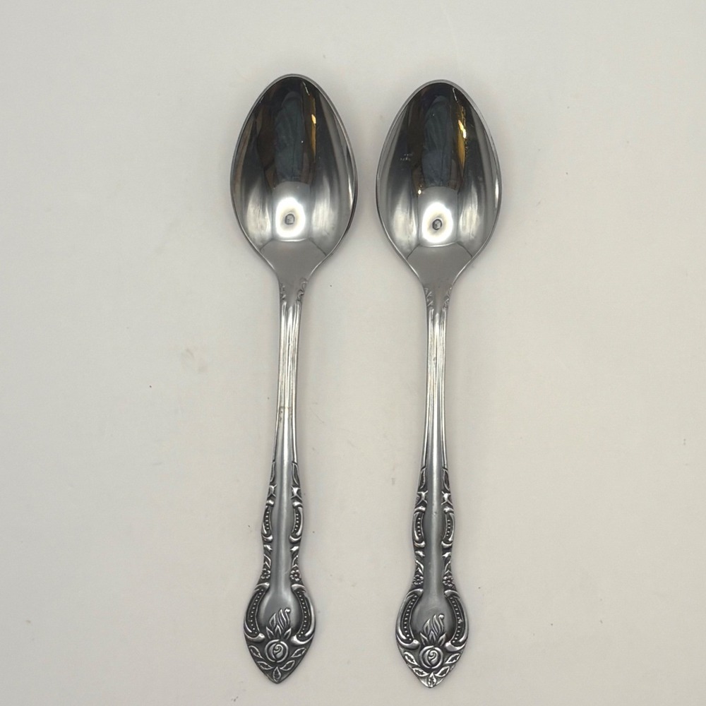 Hanford Forge Charleston Classic 2pc Oval Soup Place Spoons Stainless Korea